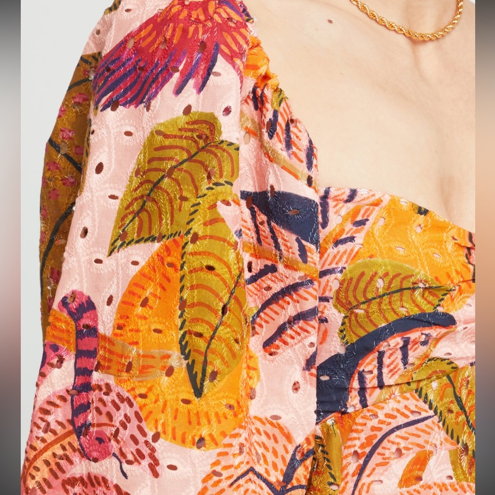 Kourt Few Moda Robbie Palm Print Eyelet Dress - Picture 5 of 13